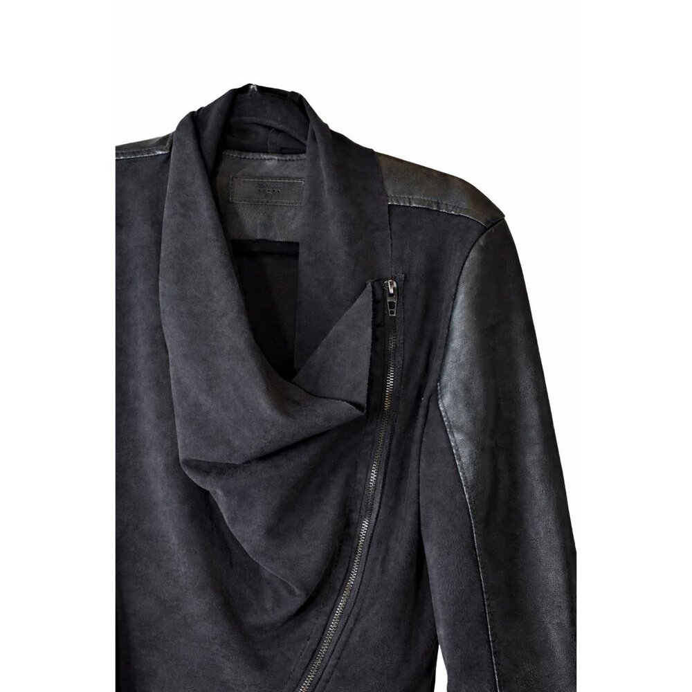 Blank NYC Women's Asymmetrical Black Faux Suede & Vegan Leather Jacket S - Picture 3 of 7